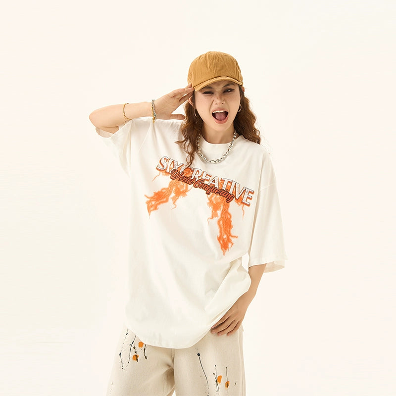 Graffiti Print Oversize Short Sleeve T-shirt NA3141