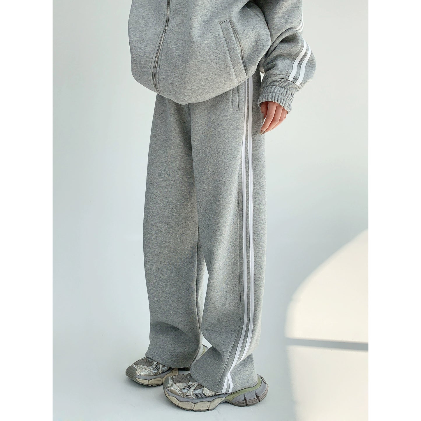 Thick Stand Neck Sporty Sweatshirt &amp; Pants Setup NA2831