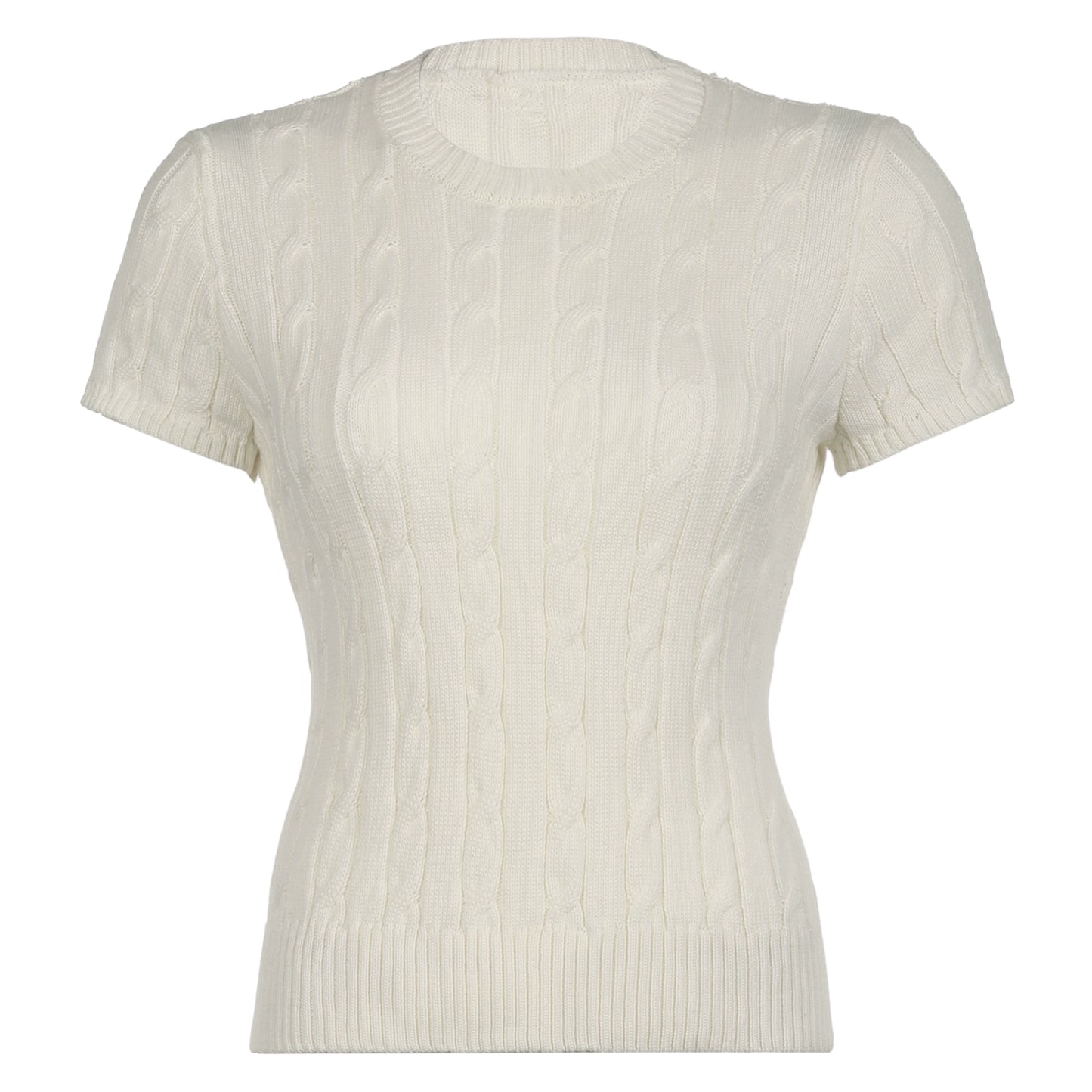 Round Neck Twists Short Sleeve Knit Sweater NA4545