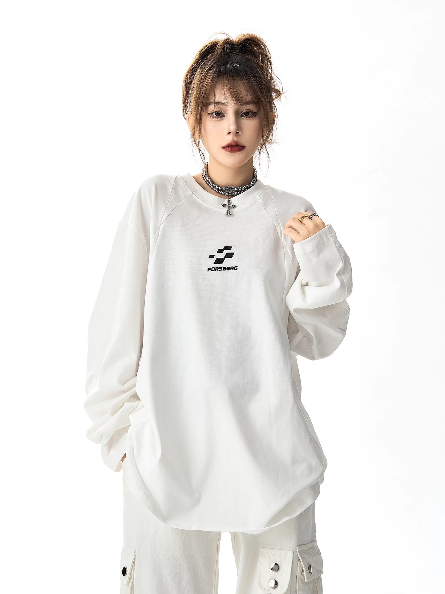 Logo Print Oversize Long sleeved T-shirt NA2964