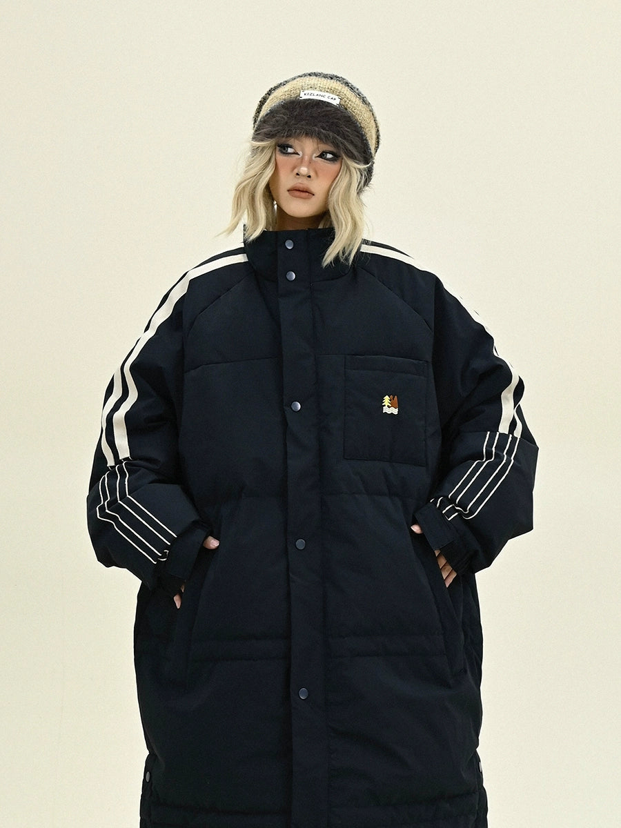 Striped Mid-Length Oversize Puffer Coat NA6249