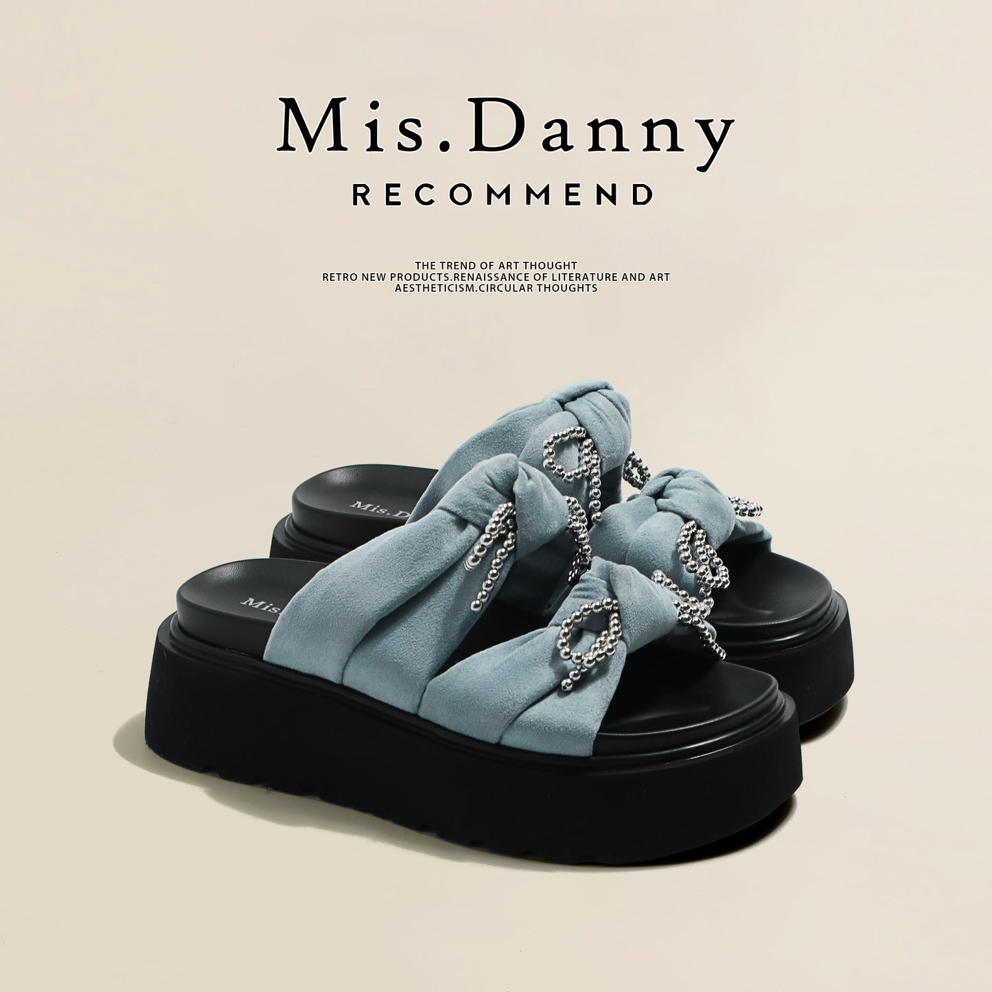 Beads Strap Platform Slide Sandals NA8658