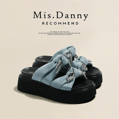 Beads Strap Platform Slide Sandals NA8658