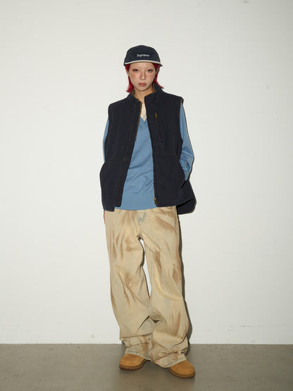 Tie-Dye Washed Damage Wide Leg Denim Jeans NA9041