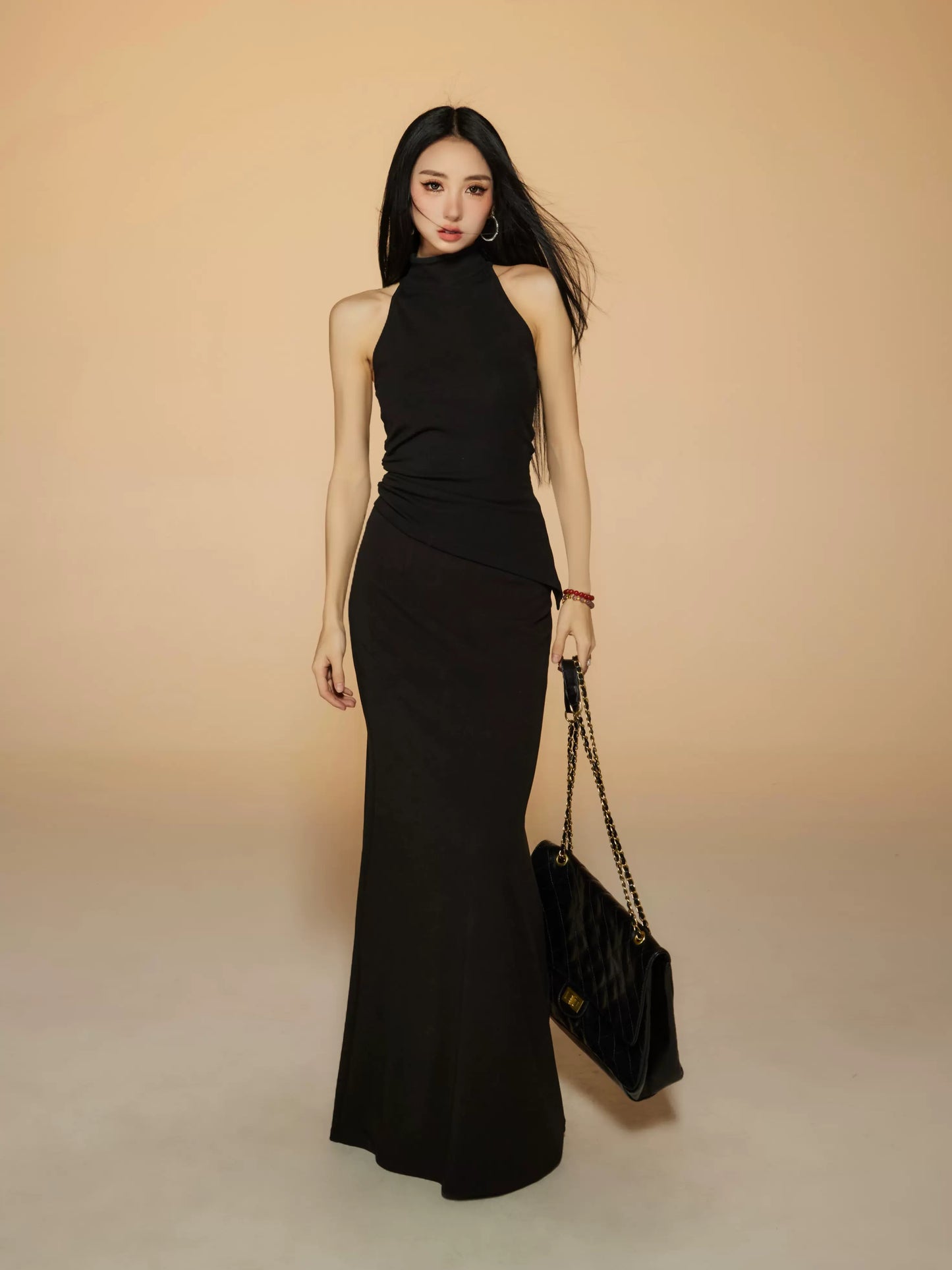 Stand Neck Sleeveless Top & Long Skirt Setup NA3787