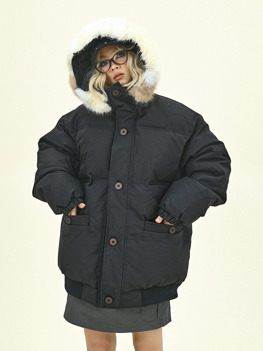 Fake Fur Hooded Oversize Puffer Jacket NA6200