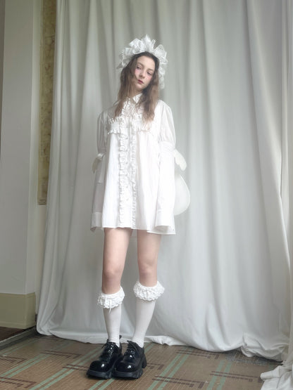 Detachable Wings Cross Ruffle Long Sleeve Shirt NA8258