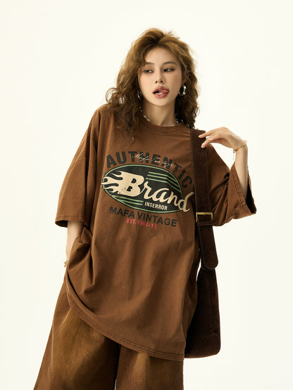 Oversize Letter Print Short Sleeve T-shirt  NA3134