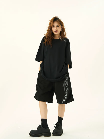 Zipper Design Short Sleeve Oversize T-shirt NA3095