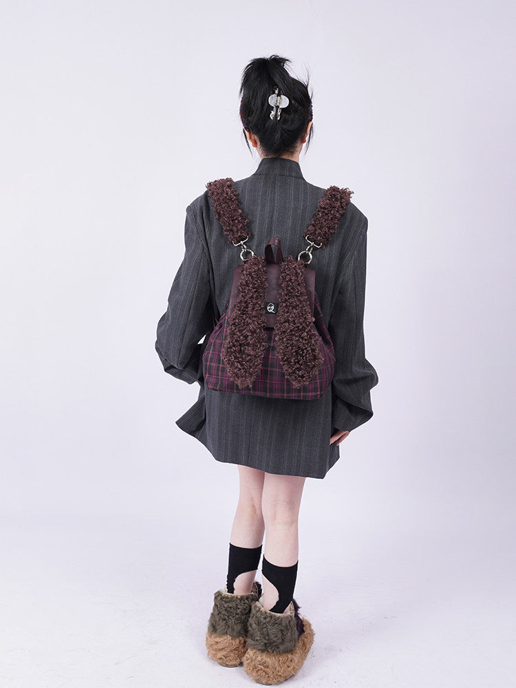 Furry Bunny Colorblock Backpack NA8413