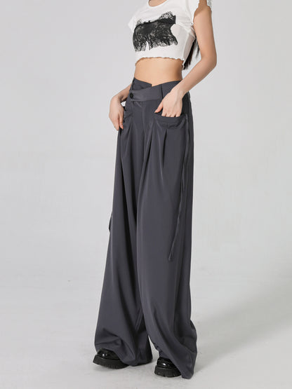 Tight Waist Wide-Leg Straight Trousers NA4516