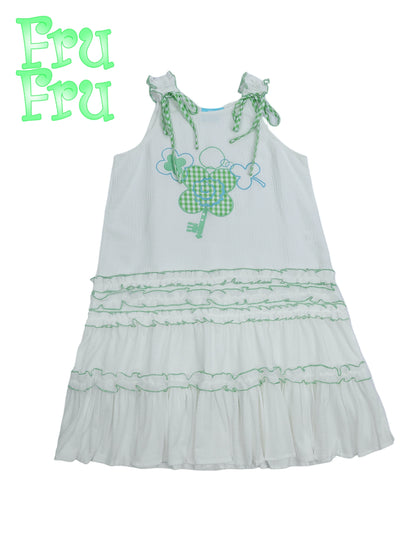 Four-Leaf Clover Lace Ruffle Camisole Dress NA6575