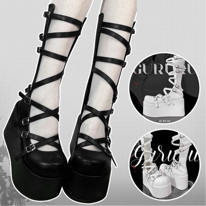 Roman Lace Platform Boots NA8486