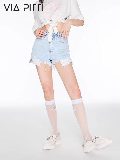 High Waist Short Denim Pants NA4844