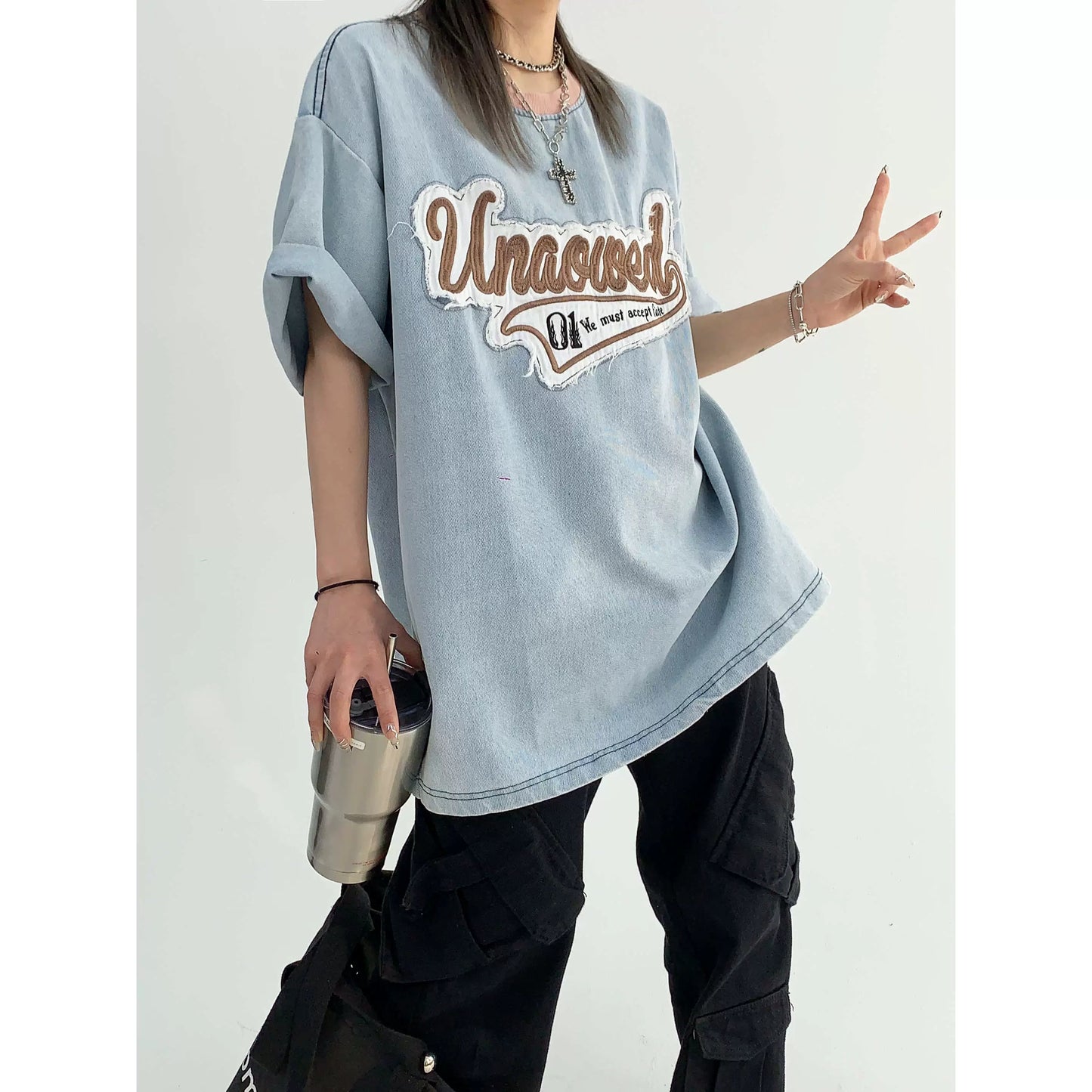 Logo Patch Oversize Short Sleeve T-Shirt NA2781