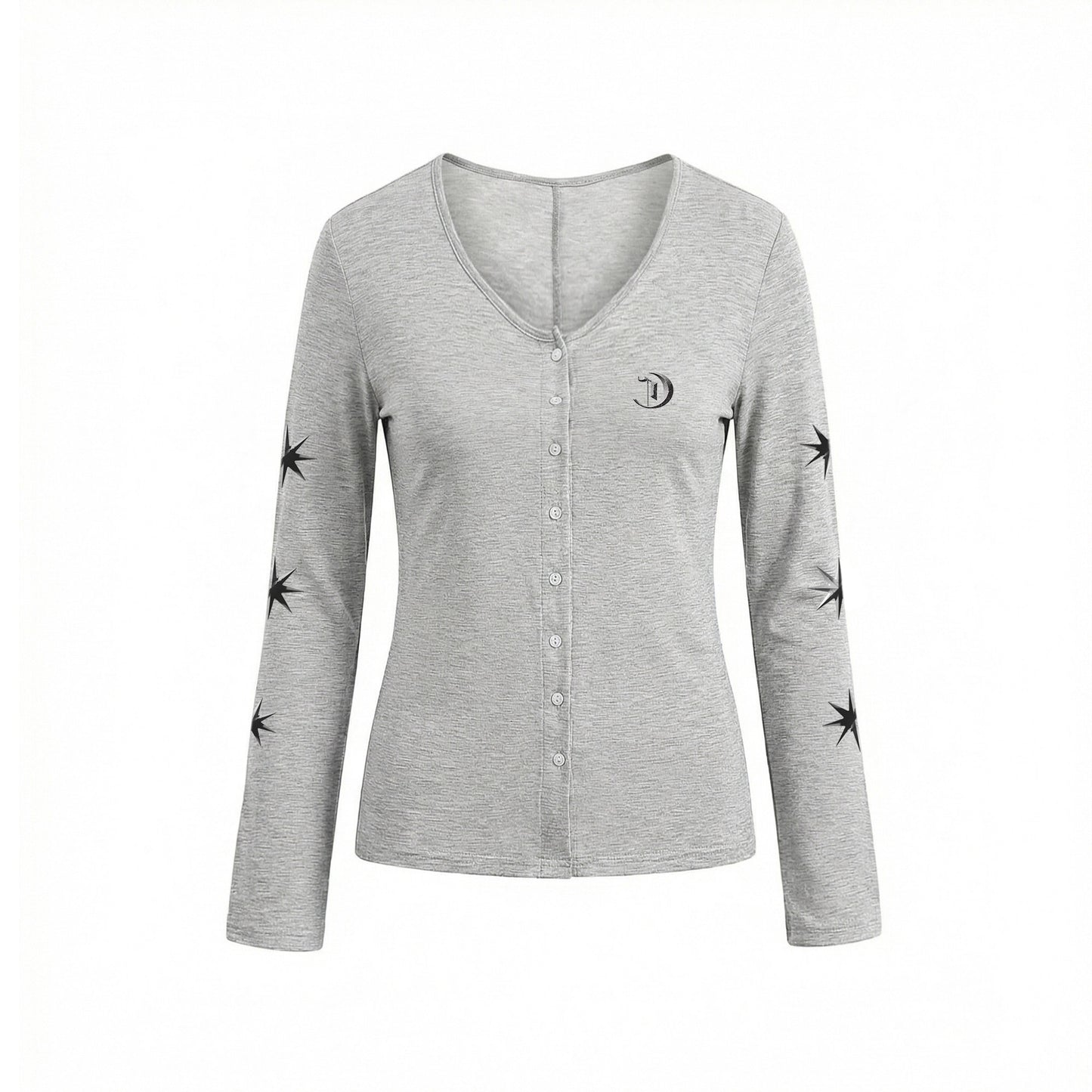 Star Print Button V-Neck Knit Cardigan NA8945