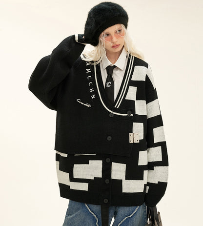 Graffiti Design Knit Cardigan NA5758