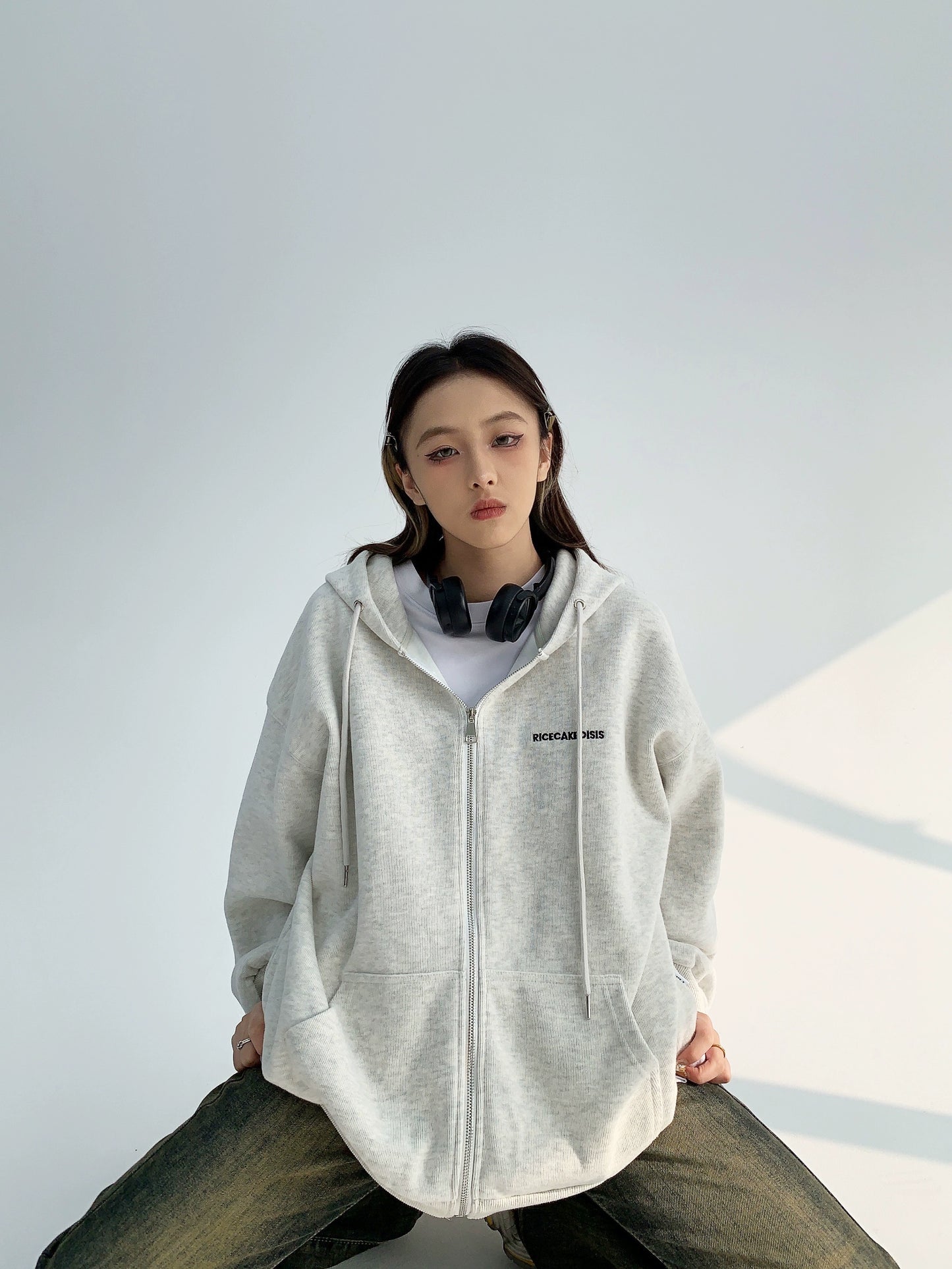 Logo Embroidery Oversize Zipper Hoodie NA2841