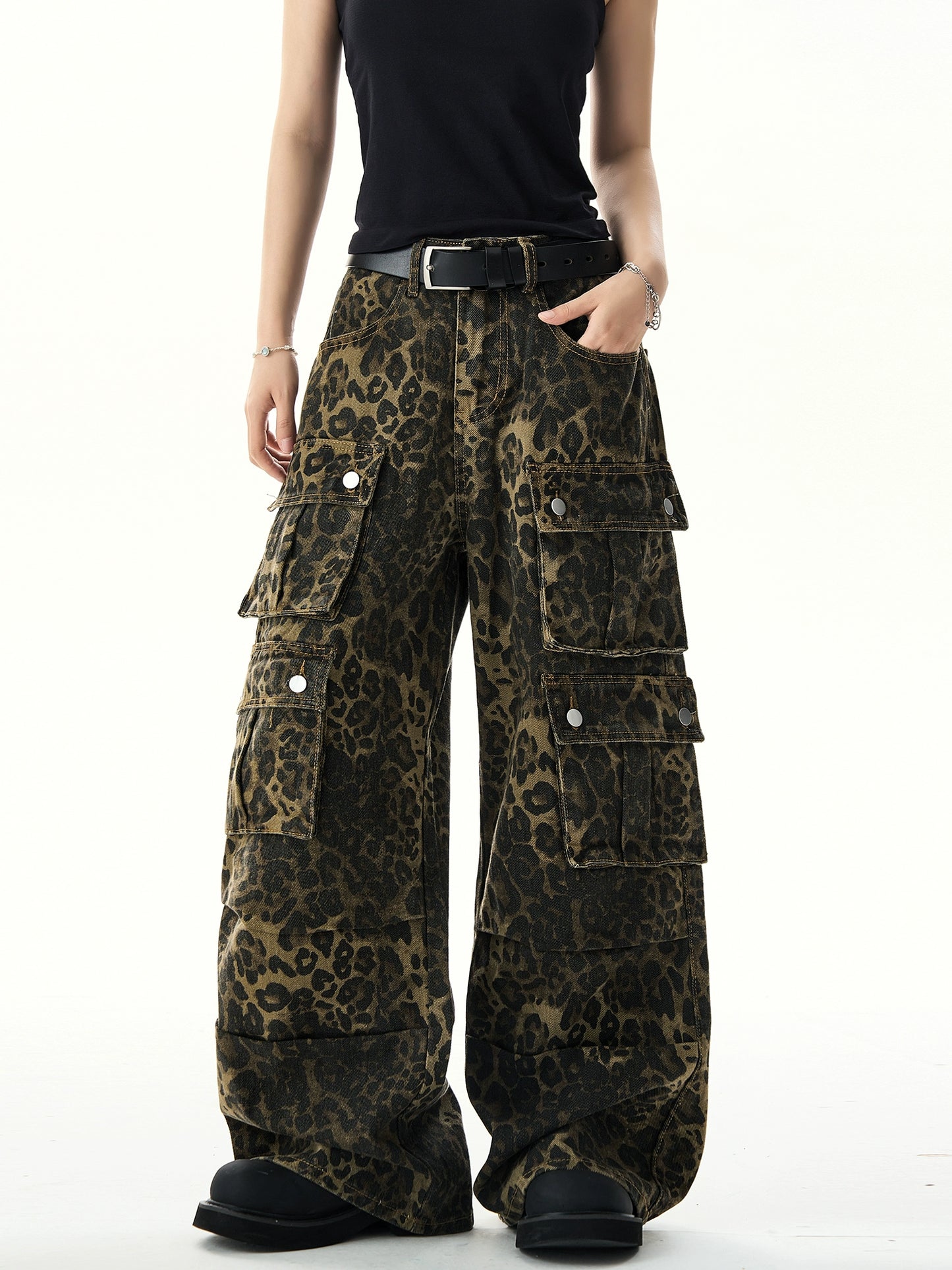 Multi Pocket Camouflage Wide Leg Cargo Pants NA3176