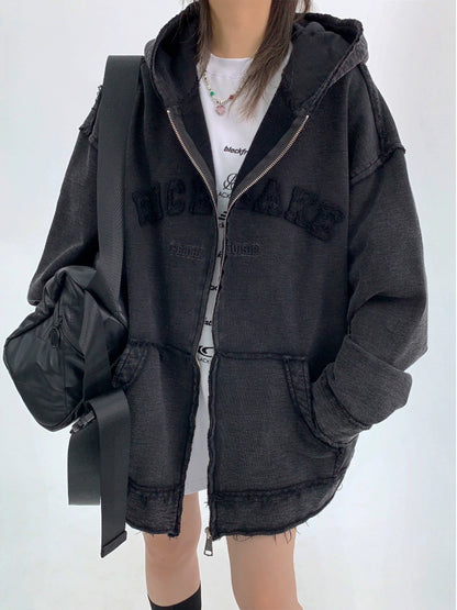 Damage Heavyweight Oversize Zipper Hoodie NA2787