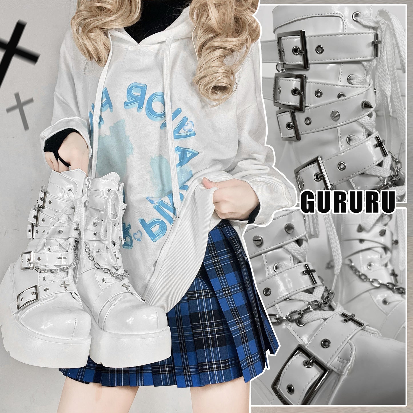 Cross Buckle Platform Short Boots NA8522