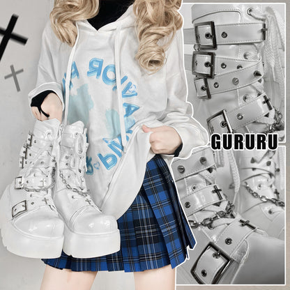 Cross Buckle Platform Short Boots NA8522