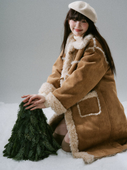 Cream Oak College Vintage Fur Horn Button Coat NA8810