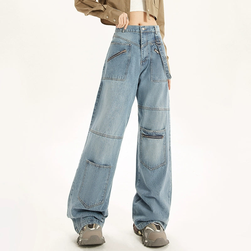 Workwear Wide-Leg Straight Denim Jeans NA3517