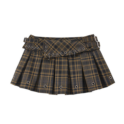 Plaid Pleats High-Waist Short Skirt NA8914