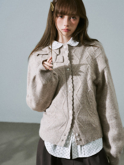 Moonlight Silhouette Bow Detail Wool Knit Cardigan NA8787