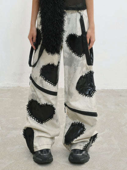 Heavy Craft Damage Wide Leg Dark Denim Jeans NA8563