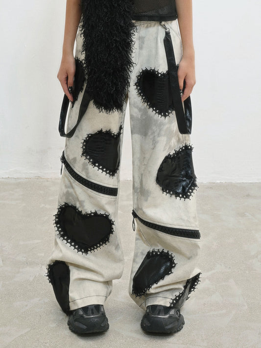 Heavy Craft Damage Wide Leg Dark Denim Jeans NA8563