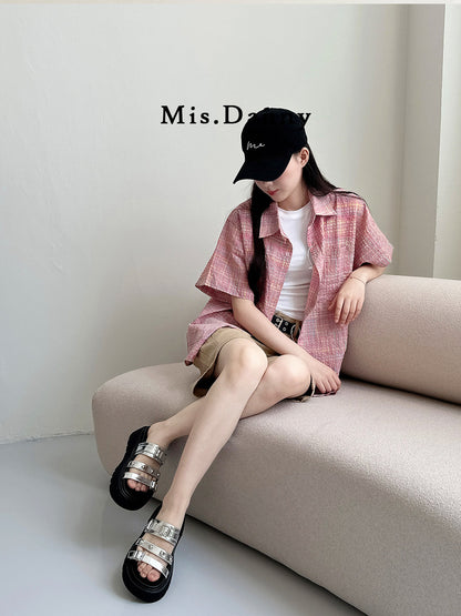 Studded Platform Height-Increasing Sandals NA8717