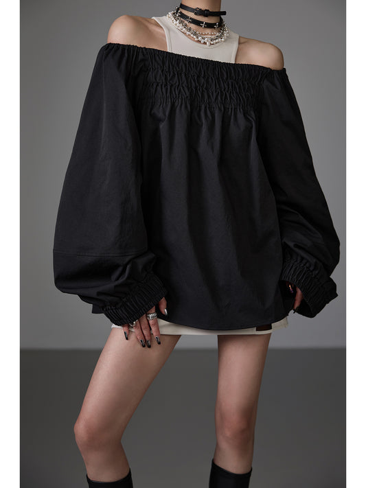 Puff Sleeve One-shoulder Neck Blouse NA4227