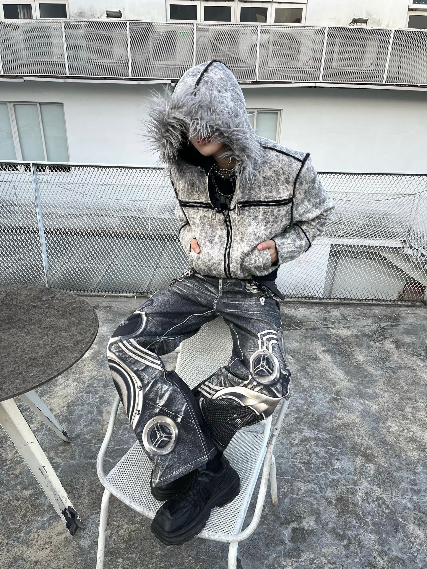 Fur Collar Fitted Hooded Short Puffer Jacket NA8365