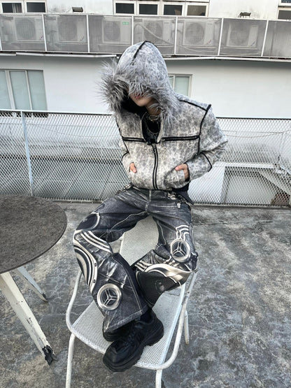 Fur Collar Fitted Hooded Short Puffer Jacket NA8365