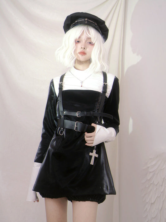 Bicolor Patchwork Long Sleeve Dress NA8345