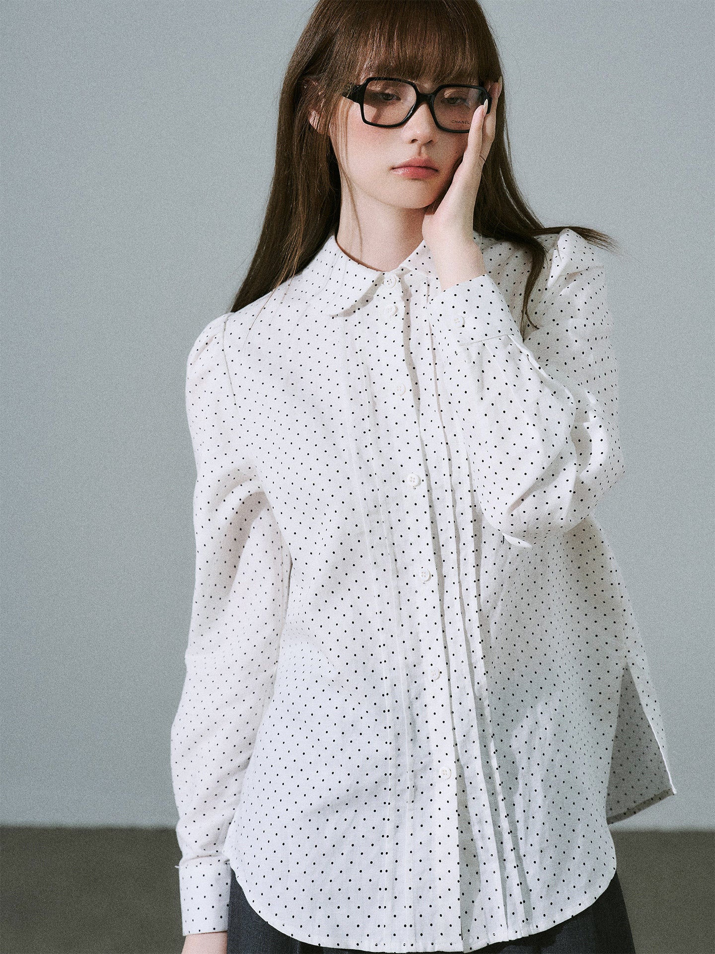 Lace & Flower Detail Stripe Long Sleeve Shirt NA8843