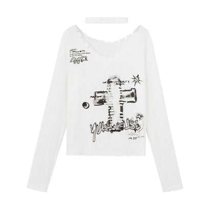 Slim Fit Graphic Design Thin Knit Sweater NA8902