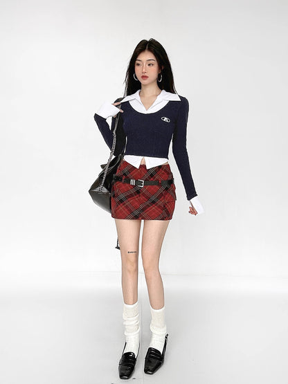 Plaid High Waist Short Skirt NA4611