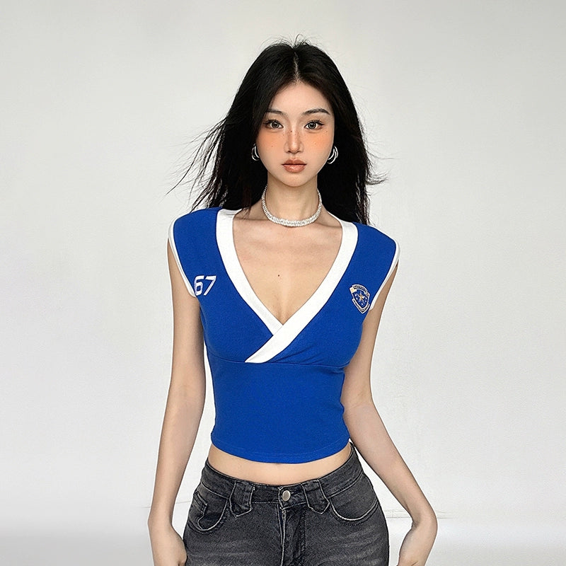 V-neck Cropped Tank Top NA4531