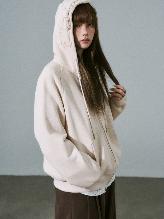 Bow Design Zipper Hoodie NA8837