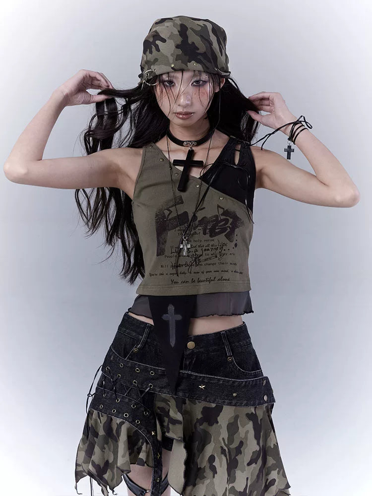 NA8545 WSW bodyless [spicy female soldier] original design rivet cargo camouflage to make a versatile old bandana square scarf NA8545