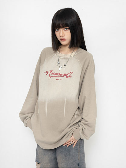 Oversize Gradient Design Round Neck Sweatshirt NA2429