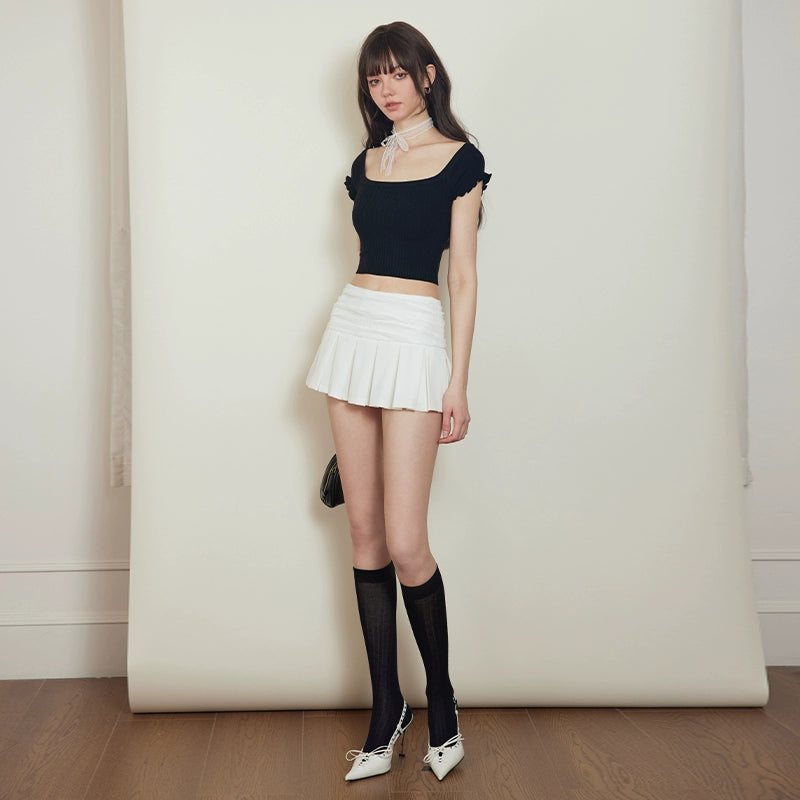 A-line Pleated Short Skirt NA3977