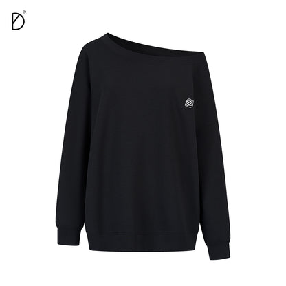 Off-Shoulder Oversize Sweatshirt & Adjustable Hem Sweatpants Setup NA8933