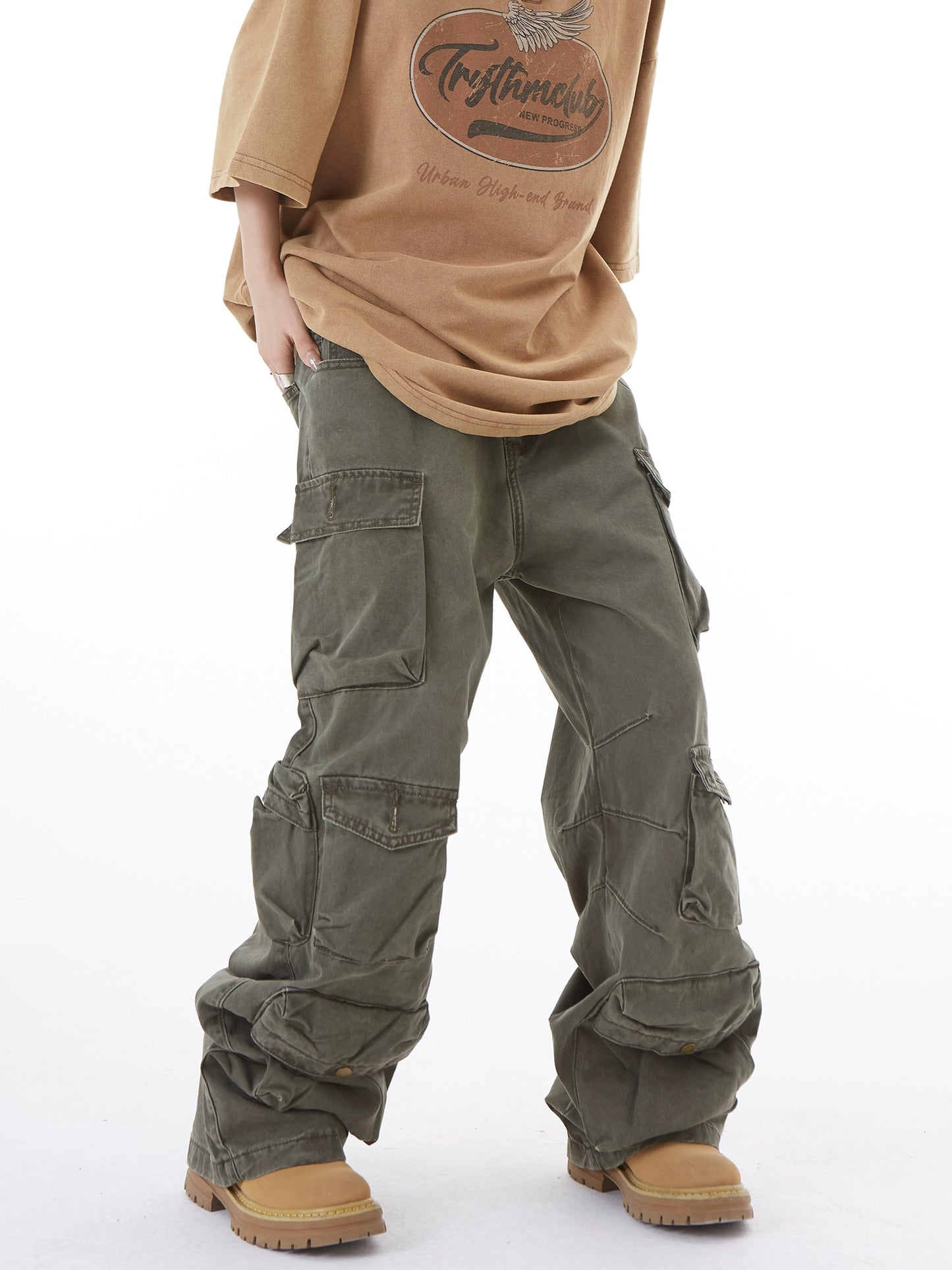 Multi Pocket Wide Leg Cargo Pants NA2877