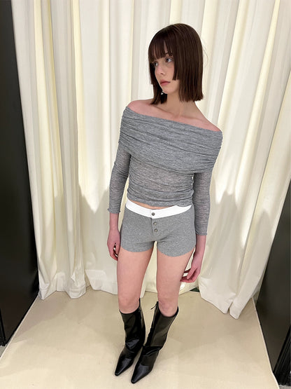 Off Shoulder Long Sleeve Knit Sweater NA5984