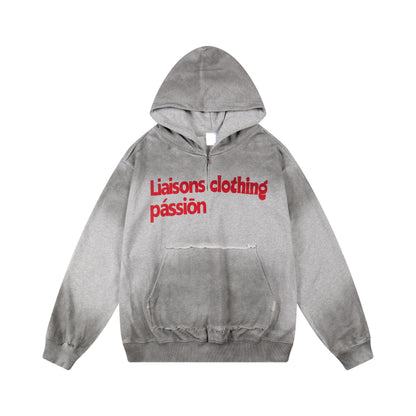 Irregular Dye Letter Print Oversize Hoodie NA9074