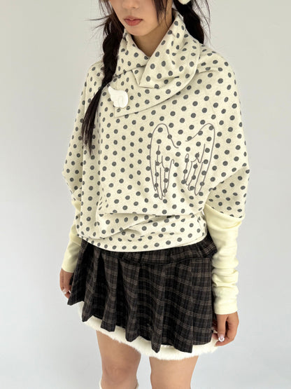 Asymmetric Polka Dot Fitted Long Sleeve T-Shirt NA9293